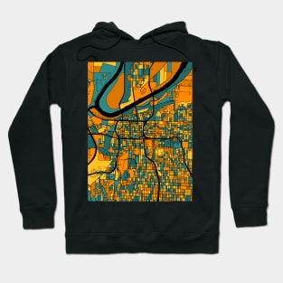 Kansas City Map Pattern in Orange & Teal Hoodie